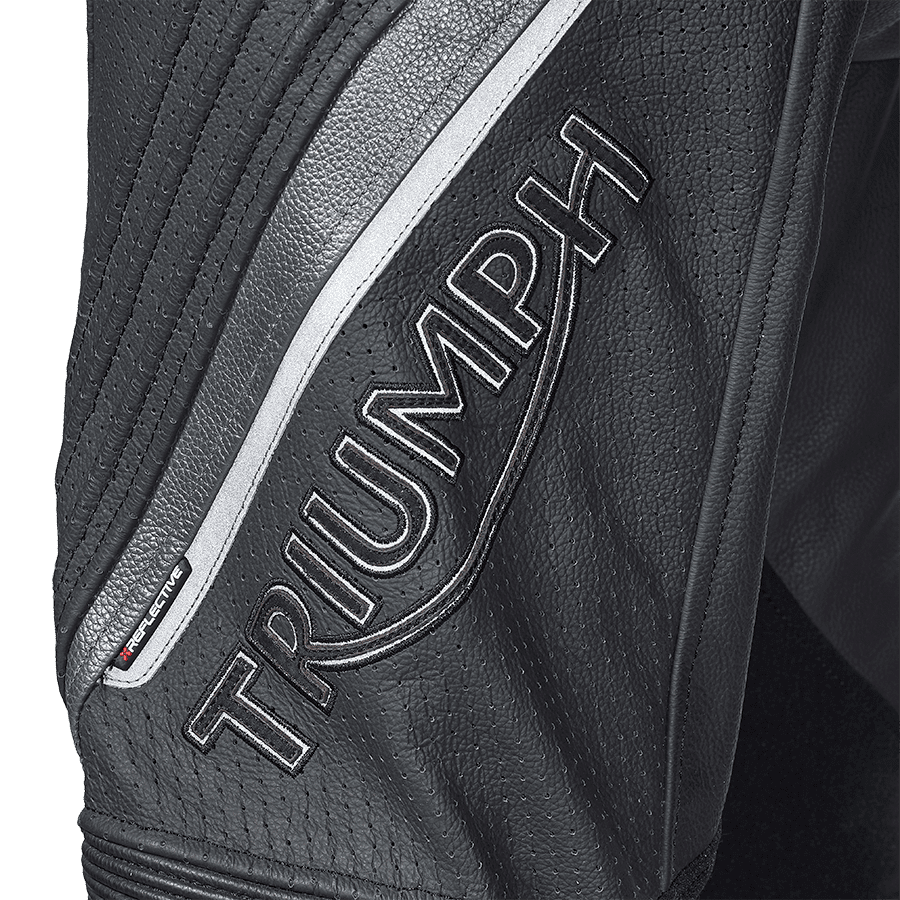 Triple Perforated Unisex Black Leather Riding Pants